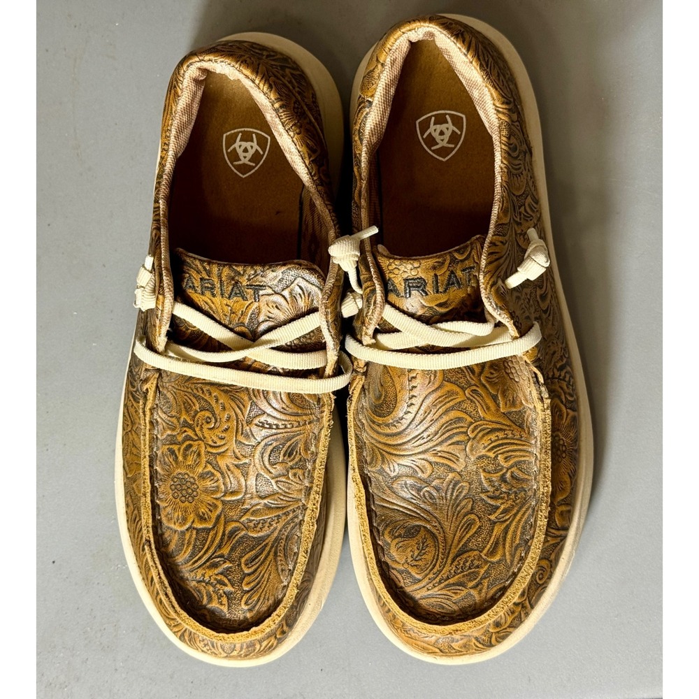 Ariat Hilo Brown Floral Embossed Western Slip On Shoes 10042508 Womens 6.5B